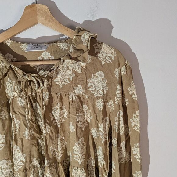 Bohera Floral Tan Boho Top Women's Size XL - Picture 3 of 8